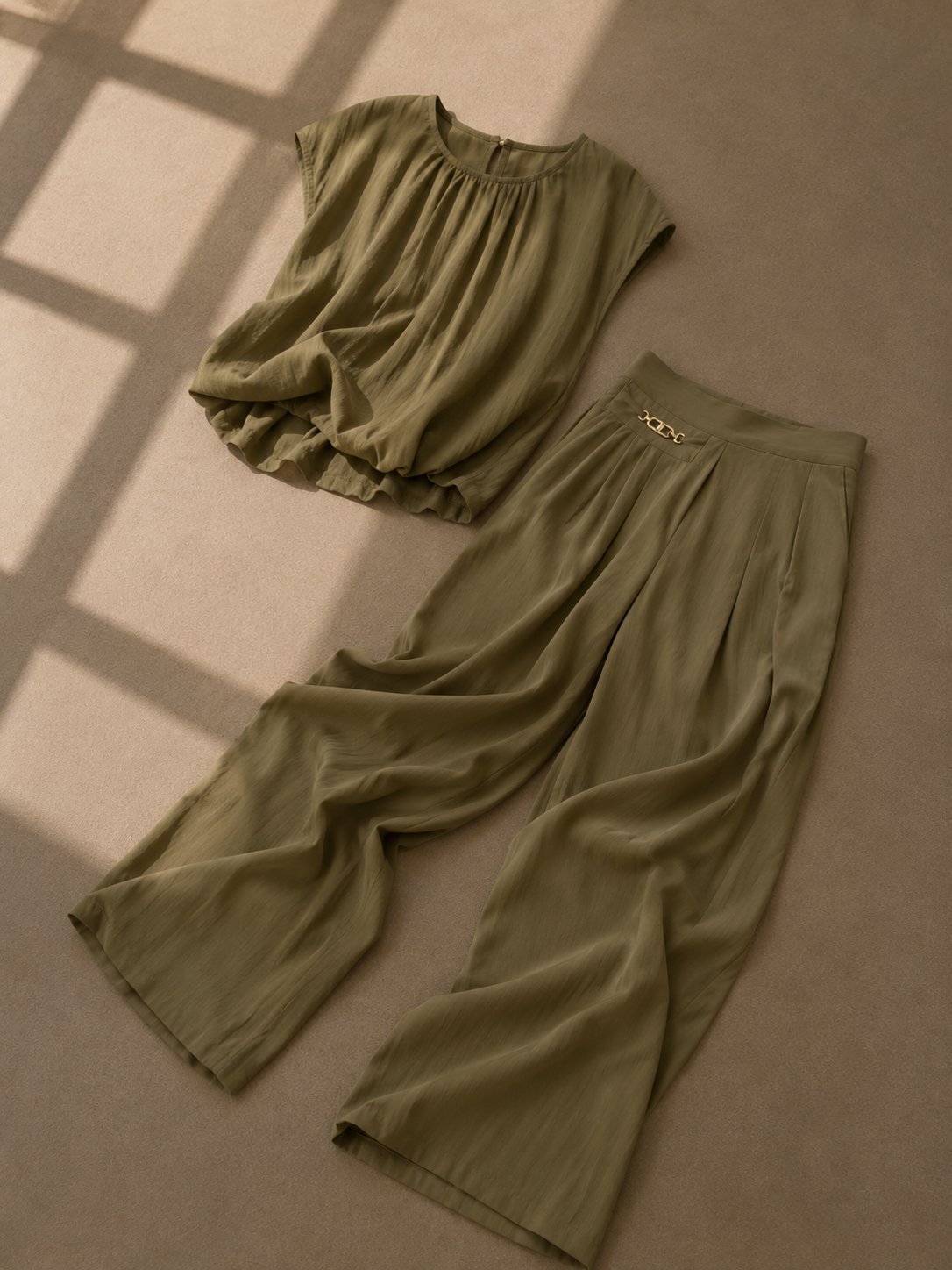 Olive Draped Palazzo Set