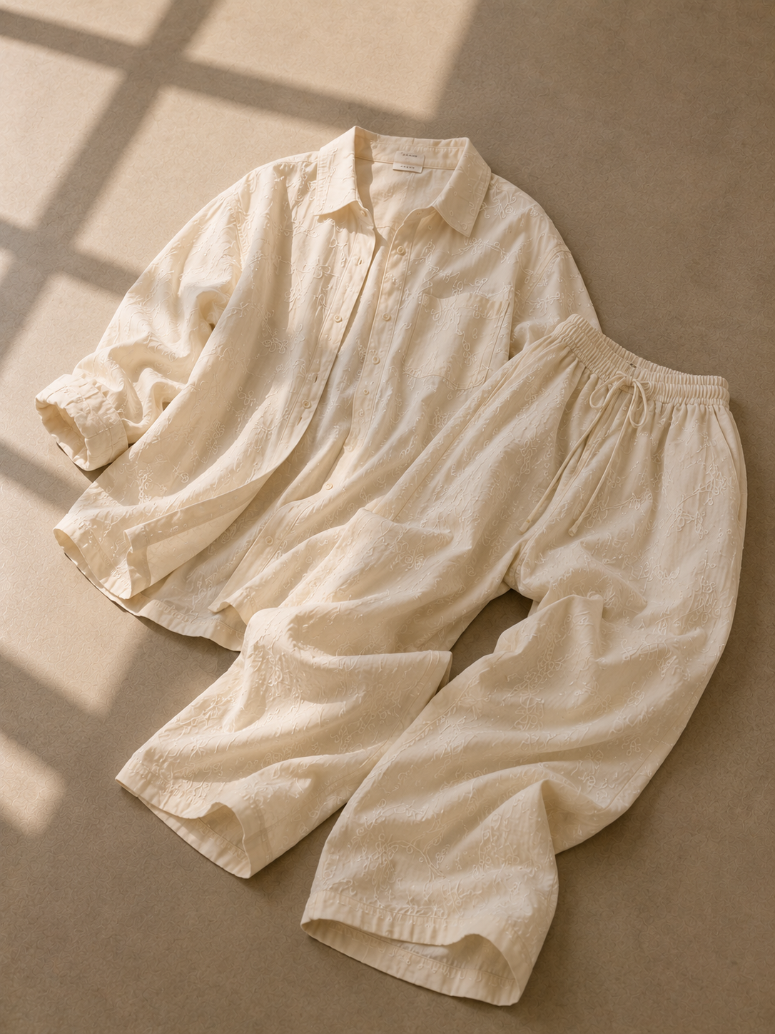 Ivory Embroidered Lounge Set