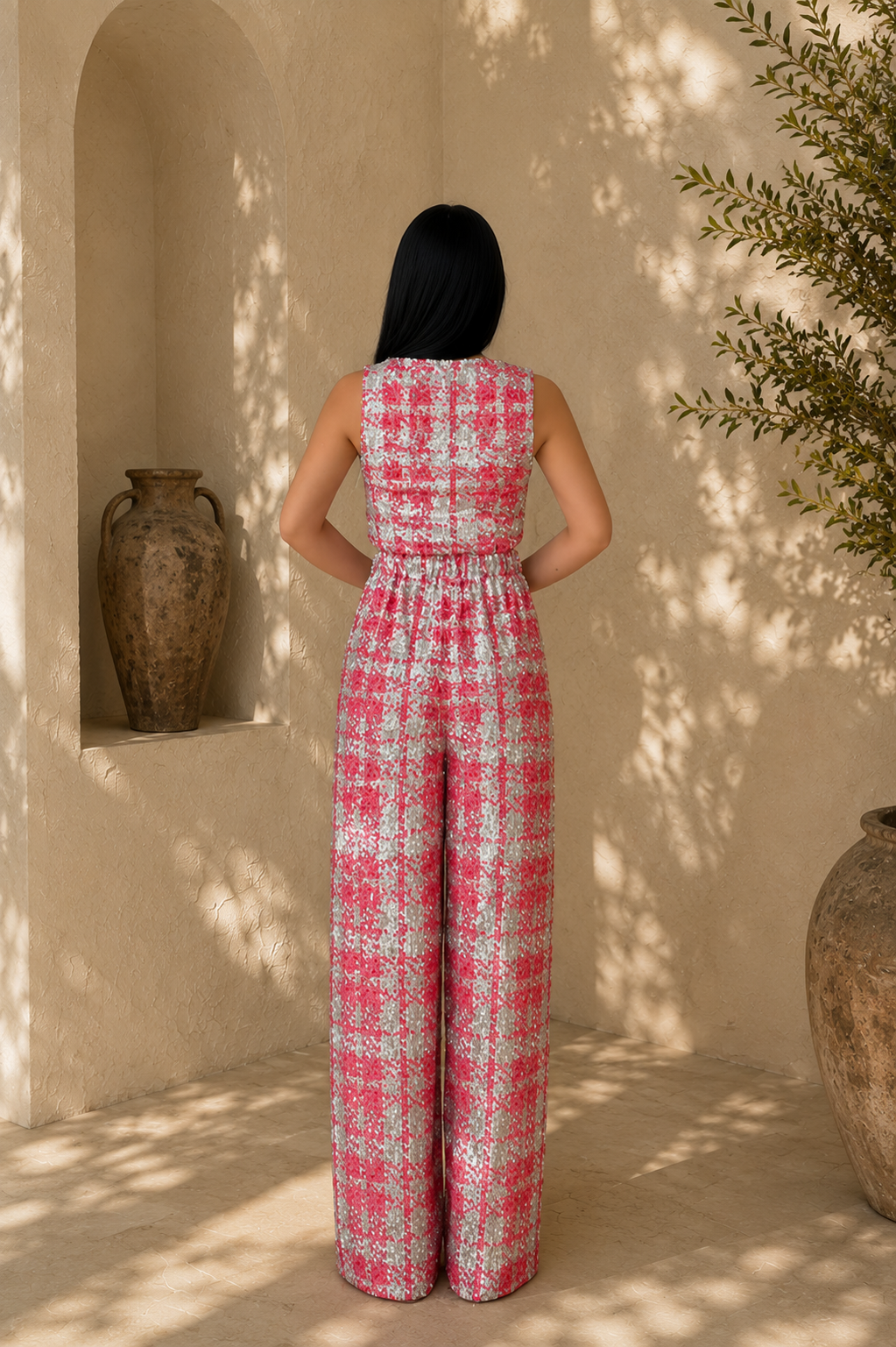 Blush Printed Vest & Palazzo Set